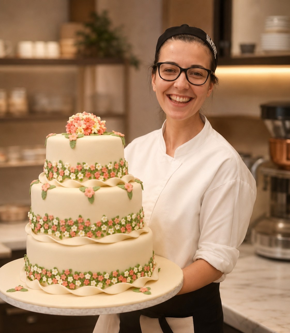 Cotton Bakery kurucusu pastacı Çiğdem mutfakta brownie hazırlarken